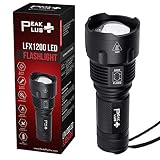 PeakPlus LED Flashlight LFX1200 - Flashlights High Lumens, Zoomable, Water Resistant, High-Powered, Bright 5 Light Modes LED Flashlight For Camping, Emergency, Everyday Use