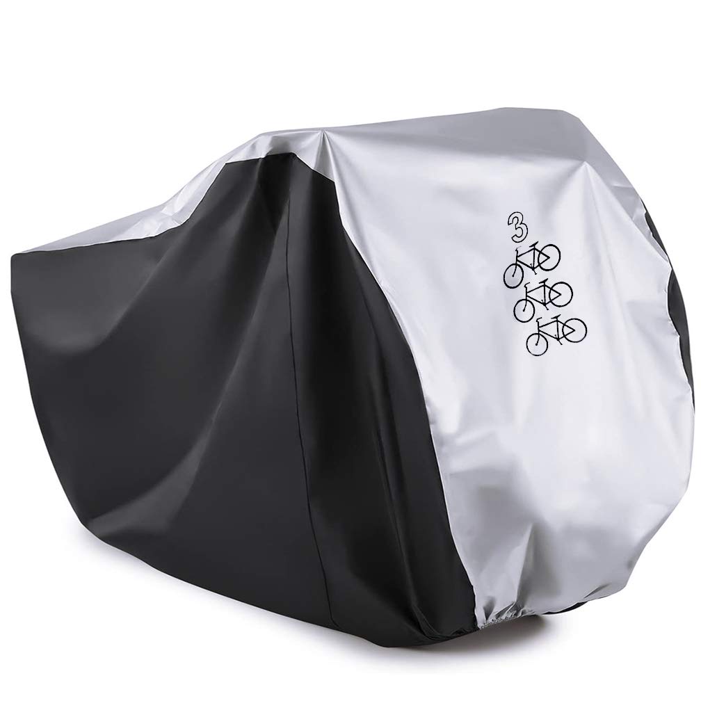 WooZuu Bike Cover for 3 Bikes, Bike Covers For Outside Storage Waterproof Bicycle Cover All Weather Dust Resistant UV Protection for Mountain Road Bike