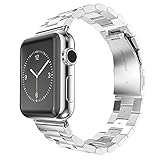 Apple Watch Band, Stainless Steel Butterfly Buckle Watch Strap (Silver - 42mm)