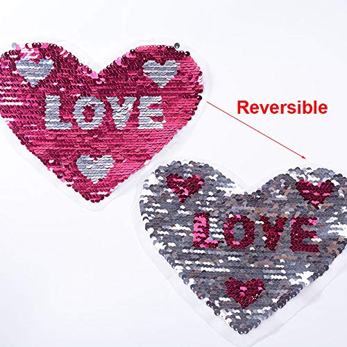 Magic Sequin Reversible Patch, Koolsants 1pc DIY Sew Decoration Appliques Bling Stickers Glitter Embroidery Patches Badge for Clothes, Dress, Bag, Hat, Jeans, Repair The Hole Stick, 6.3 x 7.5 inch