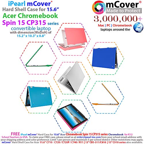mCover Hard Shell Case for 15.6" Acer Chromebook Spin 15 CP315 Series (NOT Compatible with Older C910 / CB5-571 / CB3-531 / CB515 Series) Convertible Laptop (Pink)