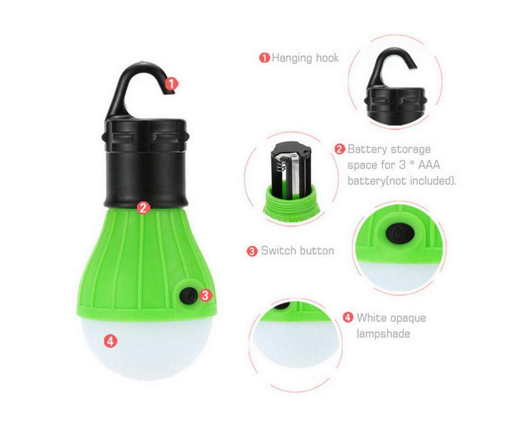 Purcon Portable Outdoor Camping LED Tent Light with Hook Emergency Lamp Lantern Flashlights