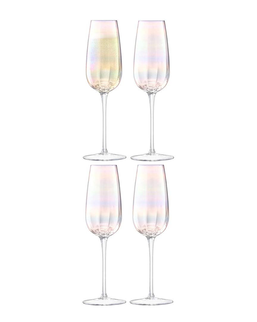 LSA International Pearl Champagne Flute 250ml Mother of Pearl | Set of 4 | Mouthblown & Handmade Glass | Hand Painted | PE04 — image 1