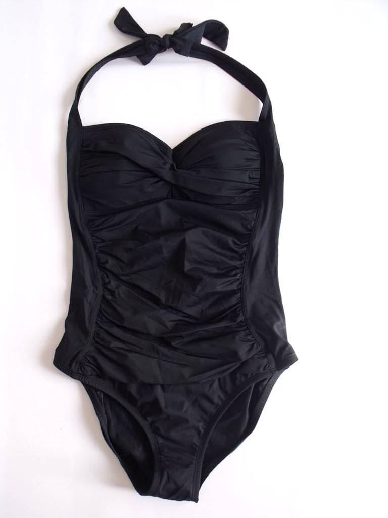 La Blanca LB4KV13 Black Shirred Halter One Piece Swimsuit 6 Clothing