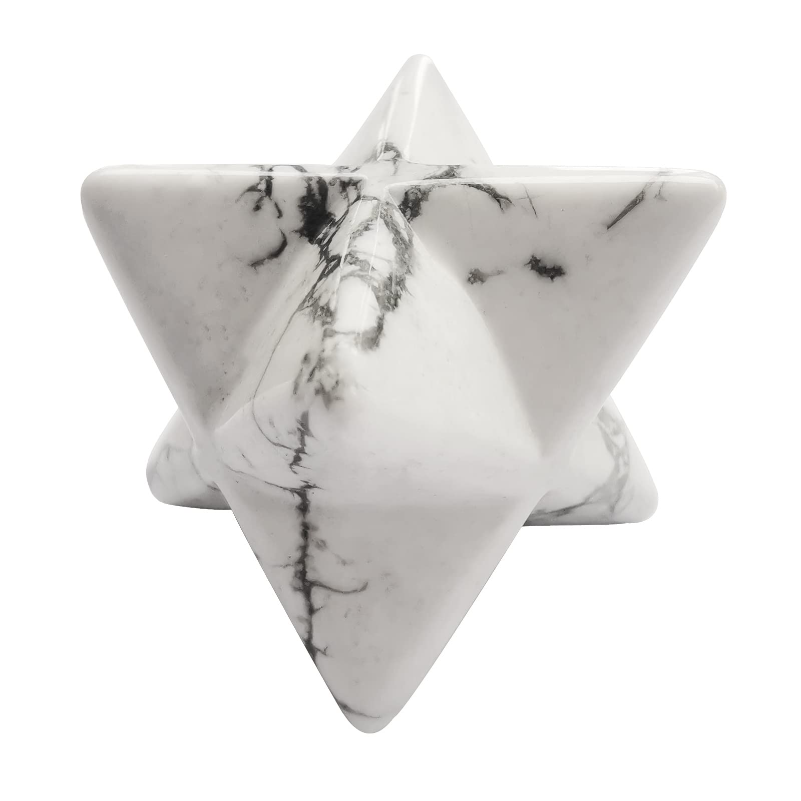 Lovionus89 Natural White Howlite Turquoise Merkaba Crystal Protection Sacred Meditation Energy Generator Healing Chakra Six-pointed Star 1 Inch