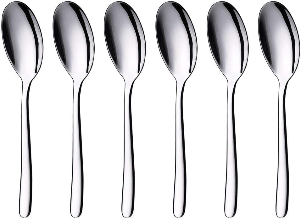 Oymlclivisa Dinner Spoons Set of 12, Stainless Steel Table Spoons, Silver Soup Spoons, 21.4 cm, 21.4 x 4 cm