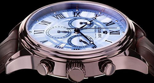 LOUIS-XVI-Herren-Armbanduhr-Danton-Braun-Blau-Rmische-Zahlen-Chronograph-Analog-Quarz-echtes-Leder-Braun-564
