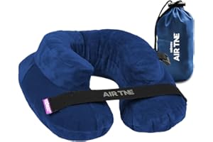 Cabeau Inflatable Travel Pillow – Air TNE – Adjustable, Lightweight, and Supportive for Sleeping on Airplanes, Trains, and Cars– Customized Fit and Compact Carrying Case (Royal Blue)