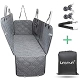 LIFEFAIR Back Seat Covers for Dogs, 100% Waterproof Dog Car Seat Cover with Mesh Window, Scratch Proof Nonslip Car Dog Hammock, Car Seat Covers for Dogs, Backseat Dog Cover for Cars SUV