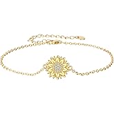 VONALA Bracelet for Women 925 Sterling Silver Gold Flower Sunflower Jewelry Birthday Gifts for Her