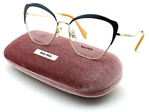 Miu Miu 54PV Women Cateye Eyeglasses (Blue Pale Gold Frame UE6/1O1, 54)