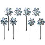 Bird Blinder Repellent PinWheels - Sparkly Holographic Pin Wheel Spinners Scare Off Birds and Pests (Set of 8)
