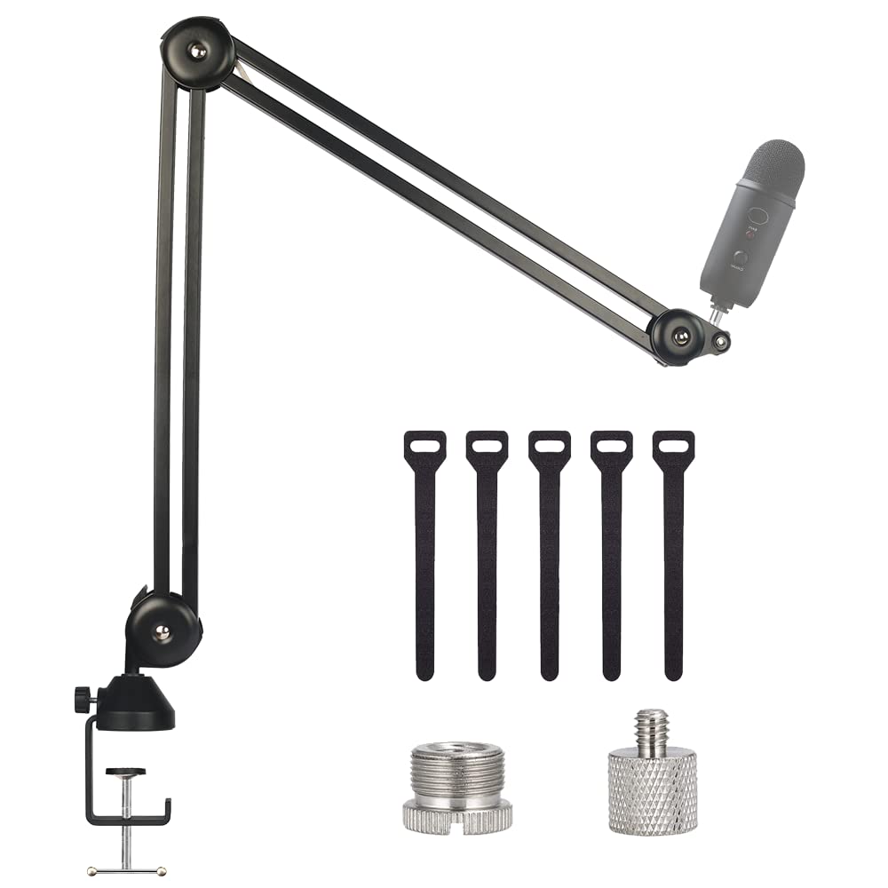 BOMGE Heavy Duty Gaming Mic Boom Arm - Adjustable Studio Mic Stand Arm for Blue Snowball, Blue Yeti, Radio Broadcasting and Gaming