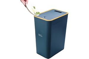 Covered Bathroom Trash Can - Covered Trash Can, Slim Garbage Bin Wastebasket with Press Top Lid | Dog Proof Waste Container, 