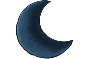 JIKAL Star Moon Shaped Pillow Soft Velvet Nursery Stuffed Throw Pillows for Kids Room Couch Reading Nook Decor (Moon, Teal)