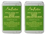 Shea Moisture African Water Mint & Ginger Detox Butter Soap Bar for Unisex, 8 Ounce (2 Pack)