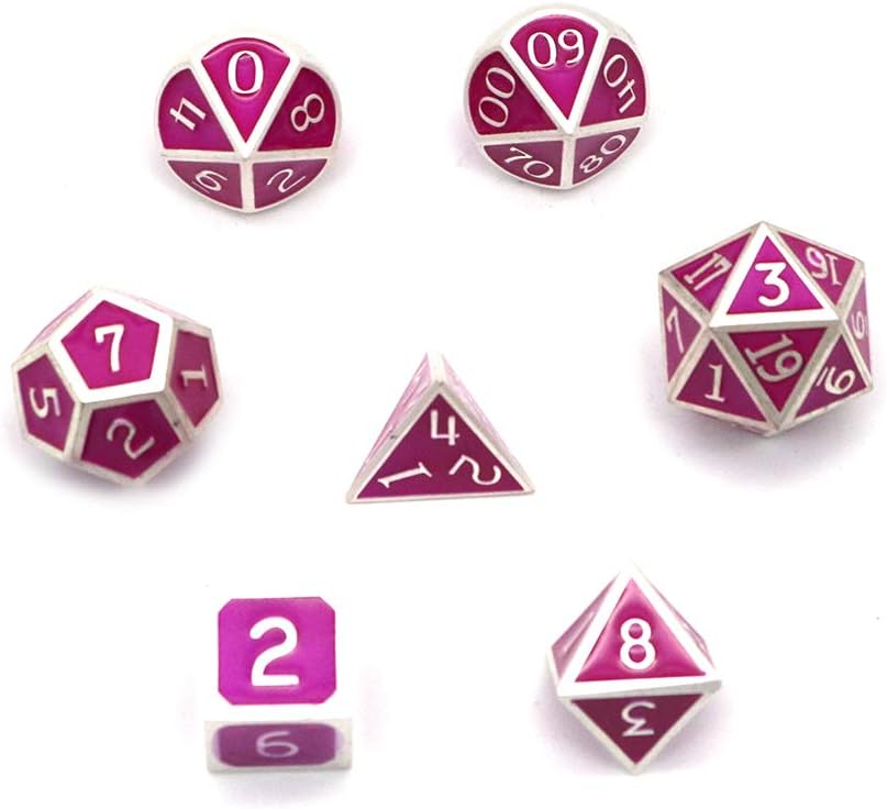 DollaTek 7PCS Metal Polyhedral Dice Set including Black Storage Bag for Role Playing Game Dungeons and Dragons D&D Math Teaching(Purple) - Image 4