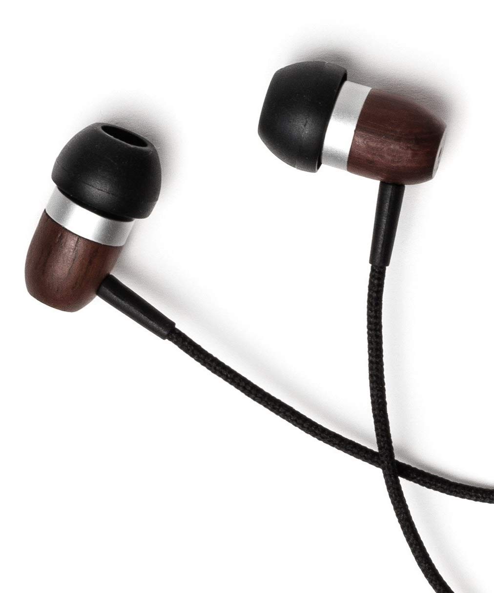 Symphonized GLXY Premium Genuine Wood In-ear Noise-isolating Headphones with Mic and Nylon Cable (Ebony)