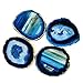 Agate Coaster Cup Mat Blue Colour 3.5 Inches - 4 Inches Natural Beautiful Blue Crystal Gemstone Agate Beverage Coasters for Drinks Gift Set of 4 with Feet