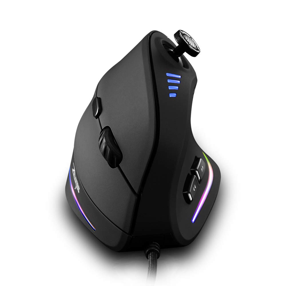 zelotes Ergonomic Mouse with Joystick, Vertical Mouse, 10000DPI, 11 Programmable Buttons, USB Optical Mouse with Cable, Gaming Mouse for Laptop, PC, Black