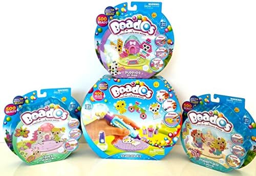 Bundle - 4 Items: Beados Starter Pack, Beados Theme Packs - (1) Puppies at Play, (1) Mermaid Castle, (1) Fairy Meadows