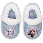 Disney Girl's Frozen Anna Elsa Plush Slippers (Blue, Numeric_11)