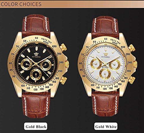 WWQY automatic mechanical 3atm waterproof leather strap metal watch 1341 , white