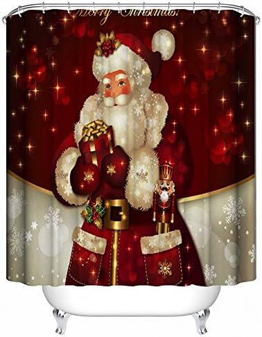 Santa Claus Shower Curtain,Stylish Lovely Funny Xmas Bathroom Shower Curtain 60X72 inches