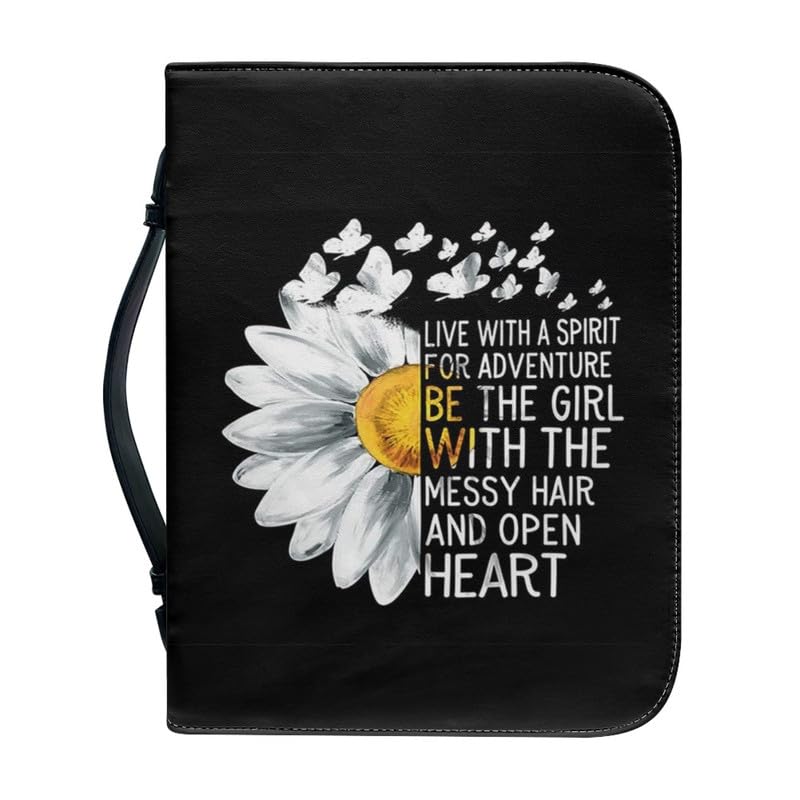 Garronmavis White Daisy Butterfly Bible Cover for Men - Flower Morpho Bible Case God Saying Carrying Tote Bag — image 1