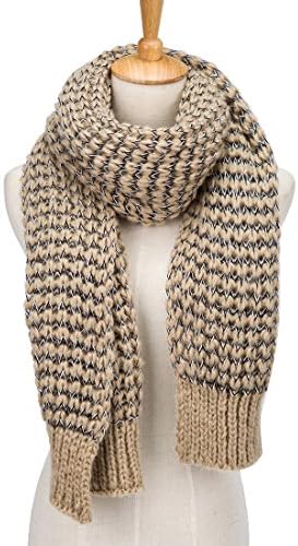PROPRE Women's Fashion Long Scarf Winter Warm Knit Scarves (Khaki)
