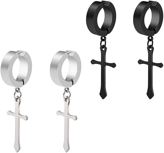 Amazon Masinalt ピアス メンズ 十字架 両耳 レディース クロス 揺れる 黒 ゴールド シルバー シンプル ジュエリー 男女兼用 イヤリング 可愛い ファッション 魅力 個性 贈り物 おしゃれ 人気 彼氏 プレゼント 日常 ボディピアス 通販