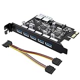 Tiergrade Superspeed 7 Ports PCI-E to USB 3.0 Expasion Card with 15-Pin SATA Power Connector - PCI Express(PCIe) Expansion Card USB Card for Desktop PC Support Windows 10/8.1/8/7/XP