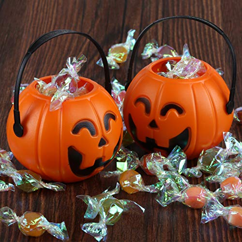 Kesoto Halloween Mini Pumpkin Candy Bucket Portable Pumpkin Bucket Children Trick or Treat Bags for Party Favors 8.5 x 5.5 x 6.5cm 6pcs, Orange
