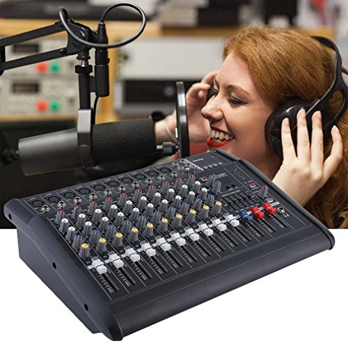 Simoner 10 Channel Professional Powered Mixer Power Amplifier Audio Mixer Amp, 16DSP, 48V