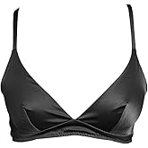 SilRiver Women's Silk Soft Cup Wireless Bra Bralette Top with Smooth Satin