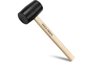 EAGLE CREATE 16 oz Rubber Mallet Hammer - Durable Eco-friendly Rubber Hammer Head, Anti-Slip Wooden Handle for Gentle Tasks, Tools for Flooring, Camping Tent Stakes, Installation, Woodworking, Jewelry, Laminate...