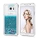 Badalink Note 5 Case, Samsung Galaxy Note 5 Case - Quickstand Flowing Liquid Floating Bling Glitter Sparkle Stars Hard PC Cover Cute Ultra Slim-Fit Protective Cover Stylus Pen Dust Plug Blue
