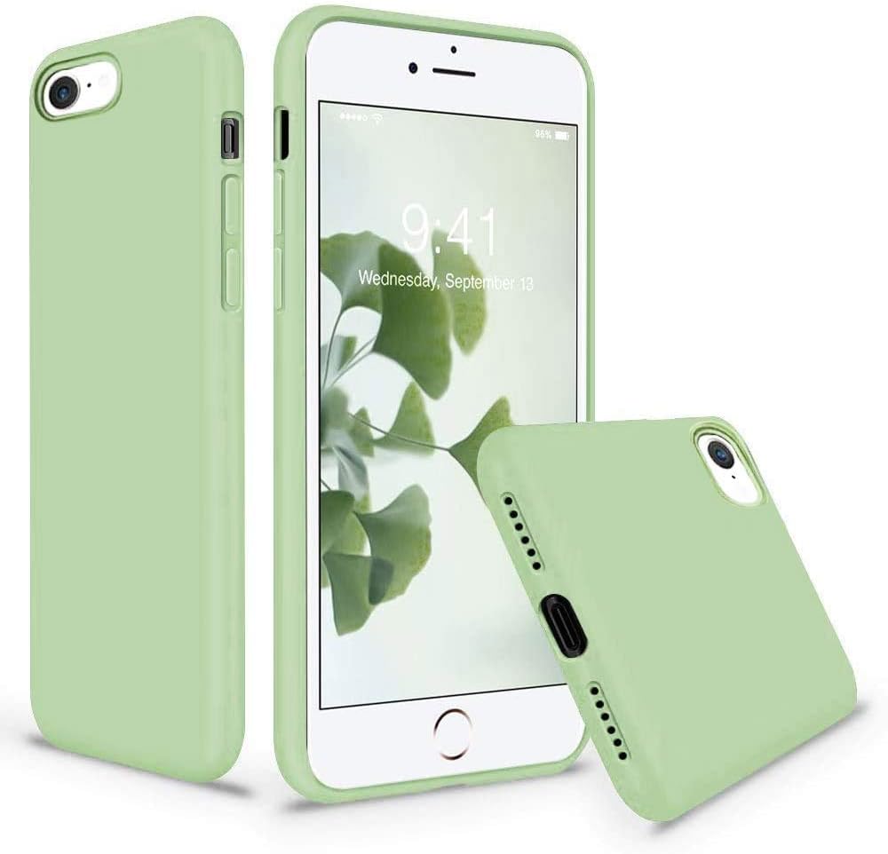 Vooii iPhone SE Case (2020), iPhone 8 Case, iPhone 7 Case, Soft Silicone Gel Rubber Bumper Case Microfiber Lining Hard Shell Shockproof Full-Body Protective Case Cover for iPhone SE/7/8 - Matcha