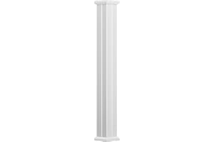 AFCO EA0808ENFSPTUTU 8" x 8' Endura-Aluminum Column, Square Shaft (Load-Bearing 24,000 lbs), Non-Tapered, Fluted, Primed, Ready For Paint w/ Capital & Base