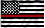 ANLEY [Fly Breeze] 3x5 Foot Thin Red Line USA Polyester Flag - Vivid Color and UV Fade Resistant - Canvas Header and 4 Rows Stitched - Honoring Firefighter Flags with Brass Grommets ()