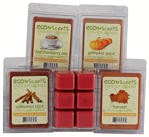 EcoScents Fall Spice 5-Pack All-Natural Soy Wax Aroma Melts Hand-Poured Infused w Essential Oils, Fall Candle Melts Perfect for a Happy Home - Pumpkin Spice, Harvest, Cranberry Tea, Cinnamon Stick