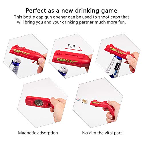 MIMIVIVA Cap Gun Bottle Opener, Beer Bottle Cap Gun, Bottle Cap Shooter Launcher, Creative Cap