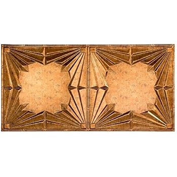 Fasade Easy Installation Art Deco Muted Gold Glue Up Ceiling Tile