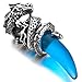 INBLUE Men's Stainless Steel Pendant Necklace Simulated Crystal Dragon Wolf Tooth -With 23 Inch Chain