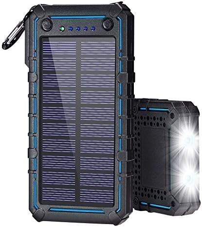 Solar Charger, Solar Power Bank, 13500mAh Portable Solar Phone Charger External Solar Panel Battery Pack Phone Charger with Dual USB and 2 LED Flashlights for iPhone X, Samsung S9/Note 8 and More