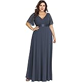 Ever-Pretty Women's Plus Size Double V-Neck Evening Party Maxi Dress 09890