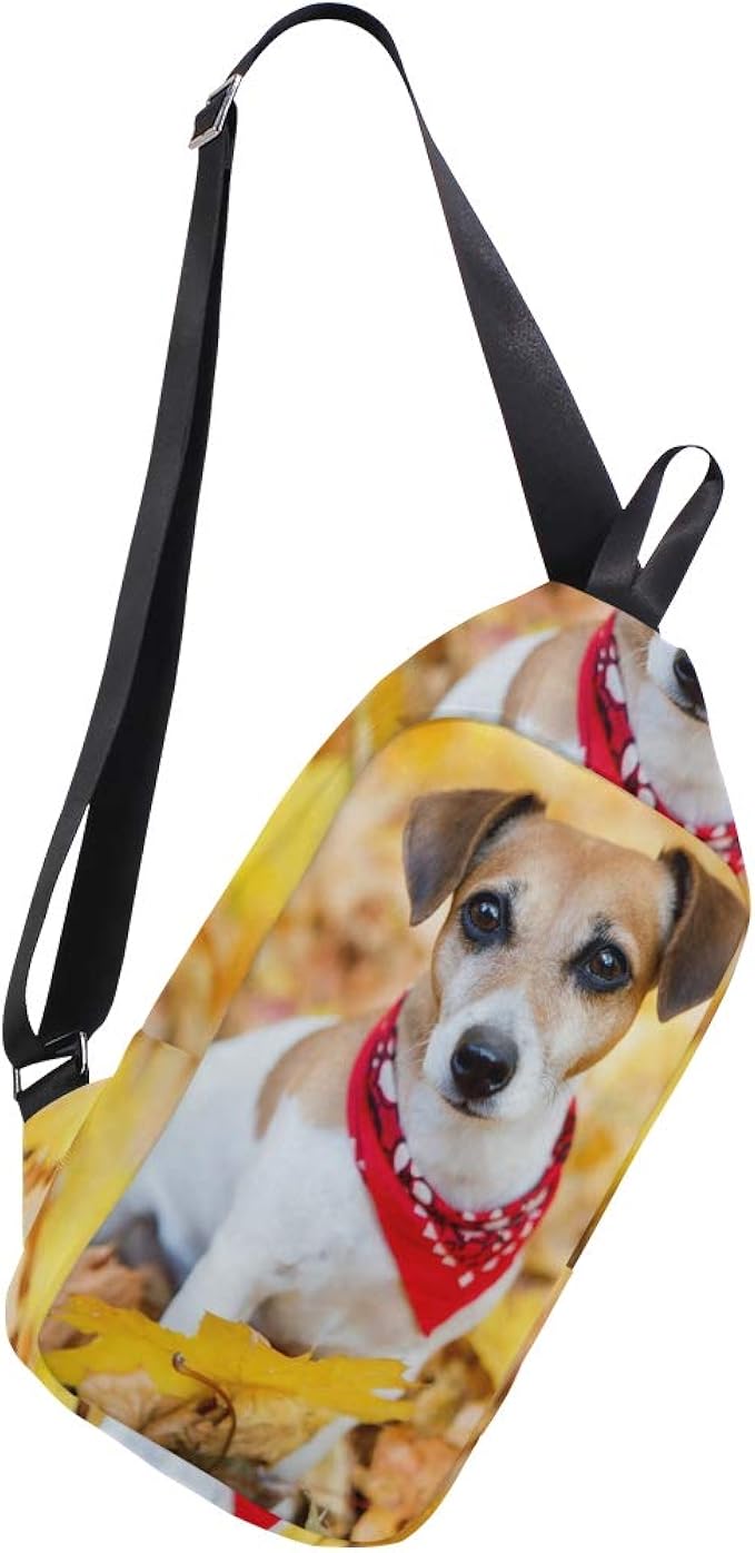 EZIOLY Jack Russell Terrier Puppy Dog Shoulder Backpack Sling Chest Crossbody Bag Travel Hiking