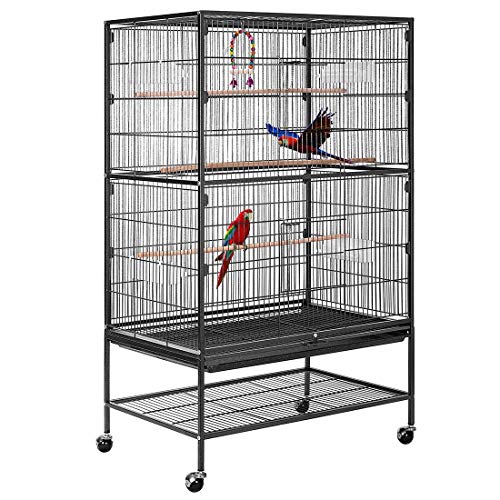 VIVOHOME 53 Inch Wrought Iron Large Bird Cage with Rolling Stand for