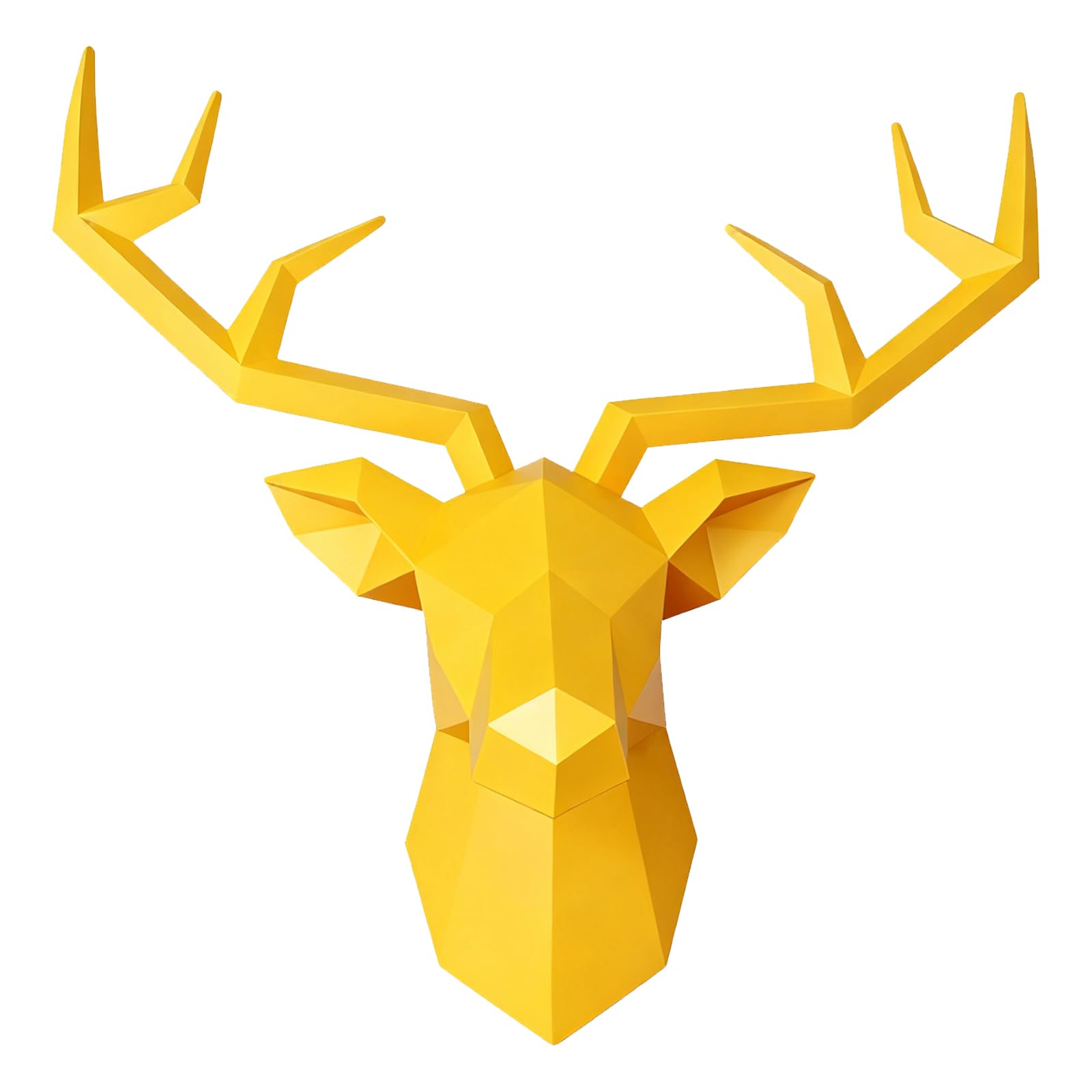 XYQXYQ Geometric Deer Head Wall Sculpture Modern Deer Horn Statue Wall Hanging 3D Deer Horn Decoration Gallery Living Room Wall Resin Animal Head Gift (Yellow)