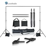 LimoStudio Photo Video Studio 10 ft. Width Adjustable Background Stand Backdrop Support Structure System Kit with Photo Clamp and Sand Bag, Photography Studio, AGG2348V2